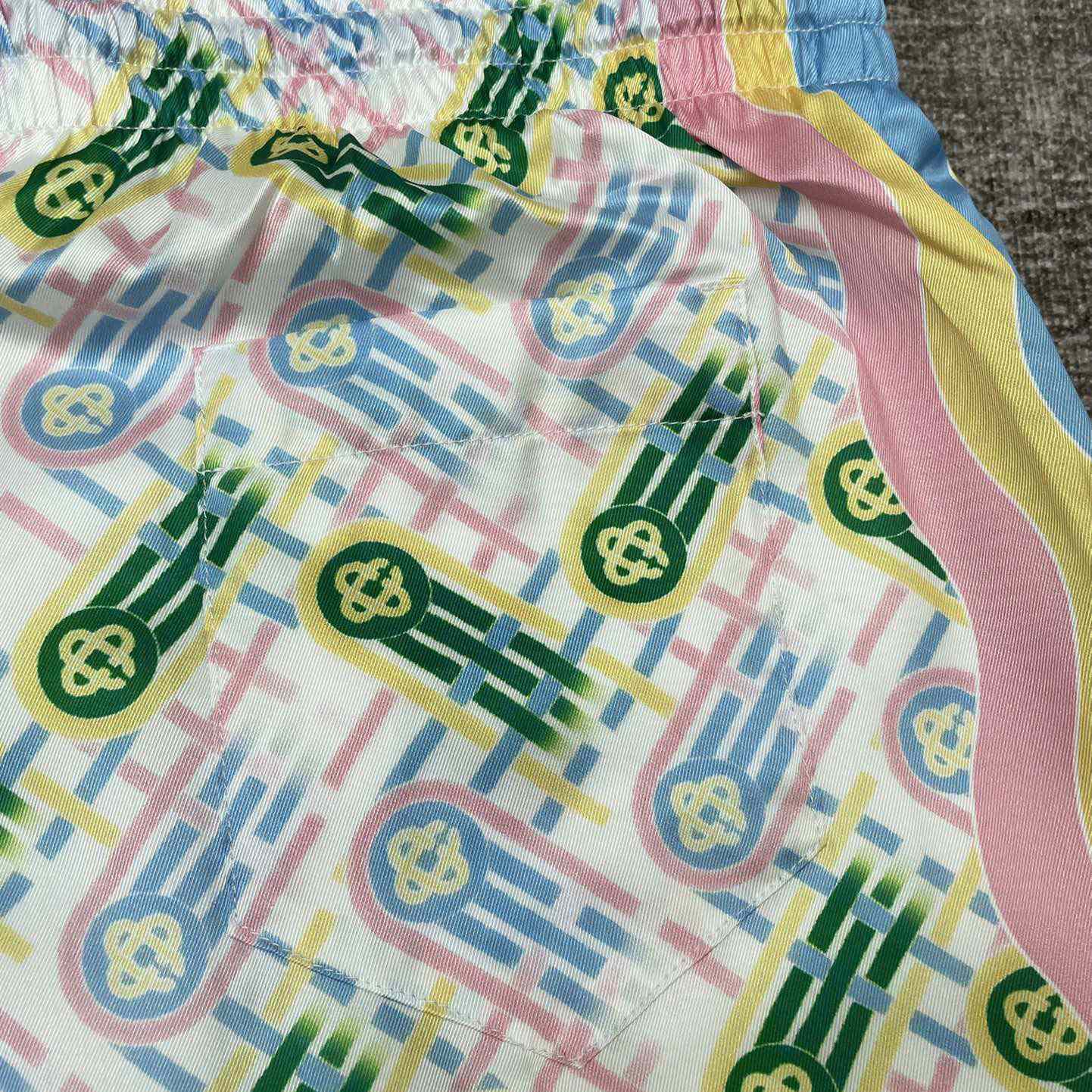 Casablanca Printed Silk Shorts 'Ping Pong Print'    CA3466 - FashionPlug