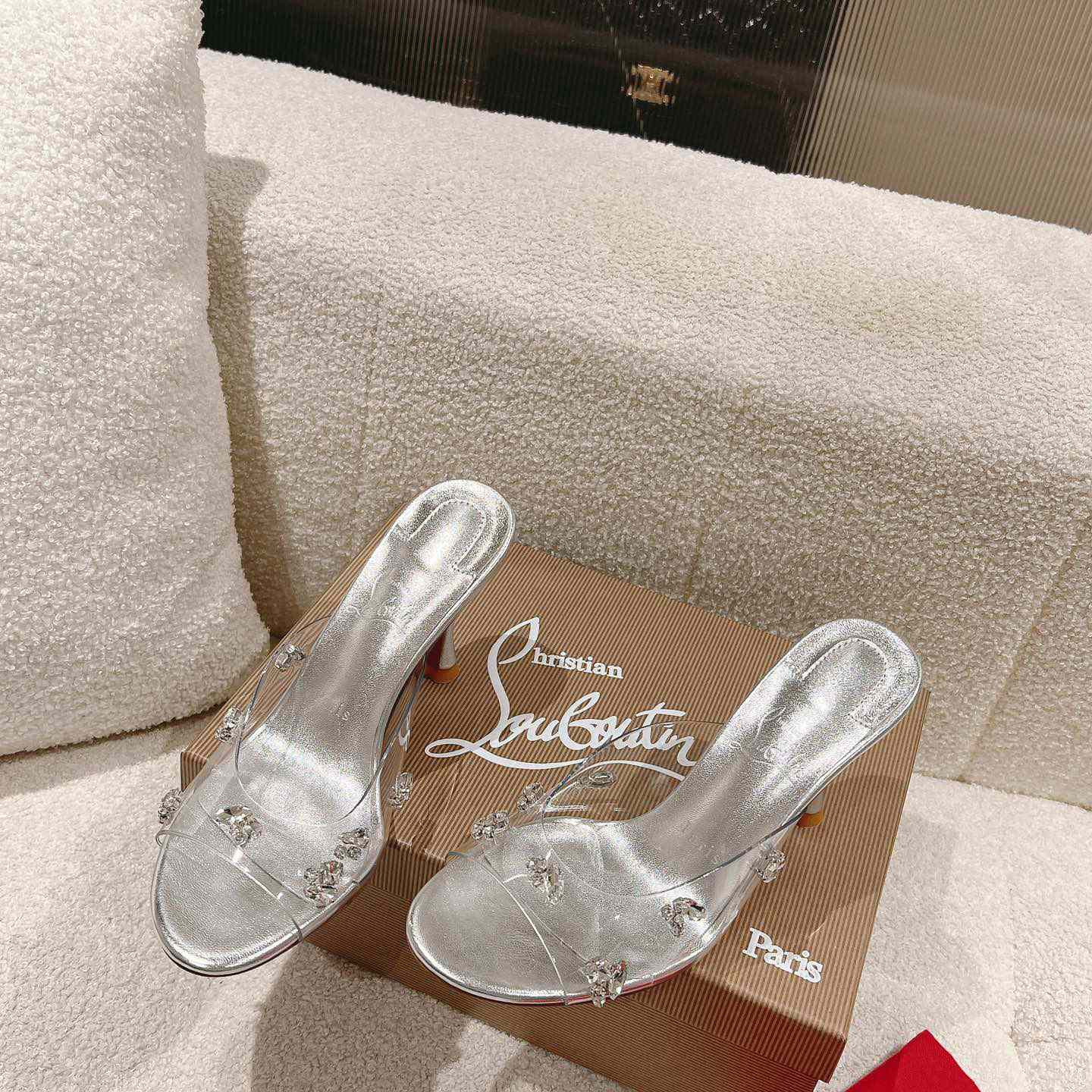 Christian Louboutin Degraqueen 85mm Crystal-embellished Mules - FashionPlug