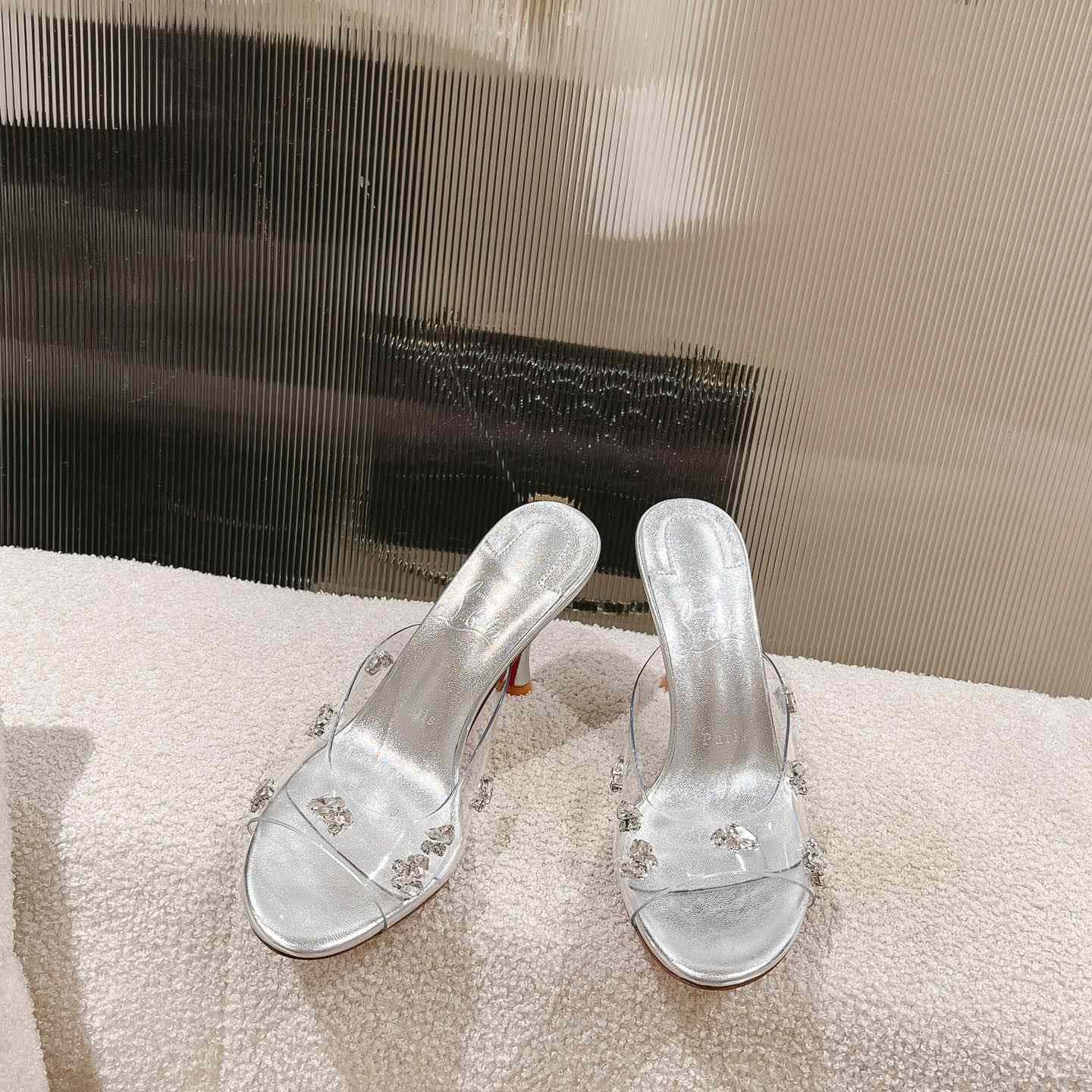 Christian Louboutin Degraqueen 85mm Crystal-embellished Mules - FashionPlug
