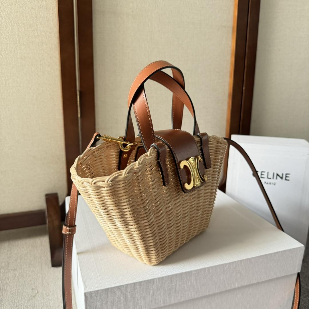 Celine Teen Couffin In Wicker And Natural Calfskin - FashionPlug