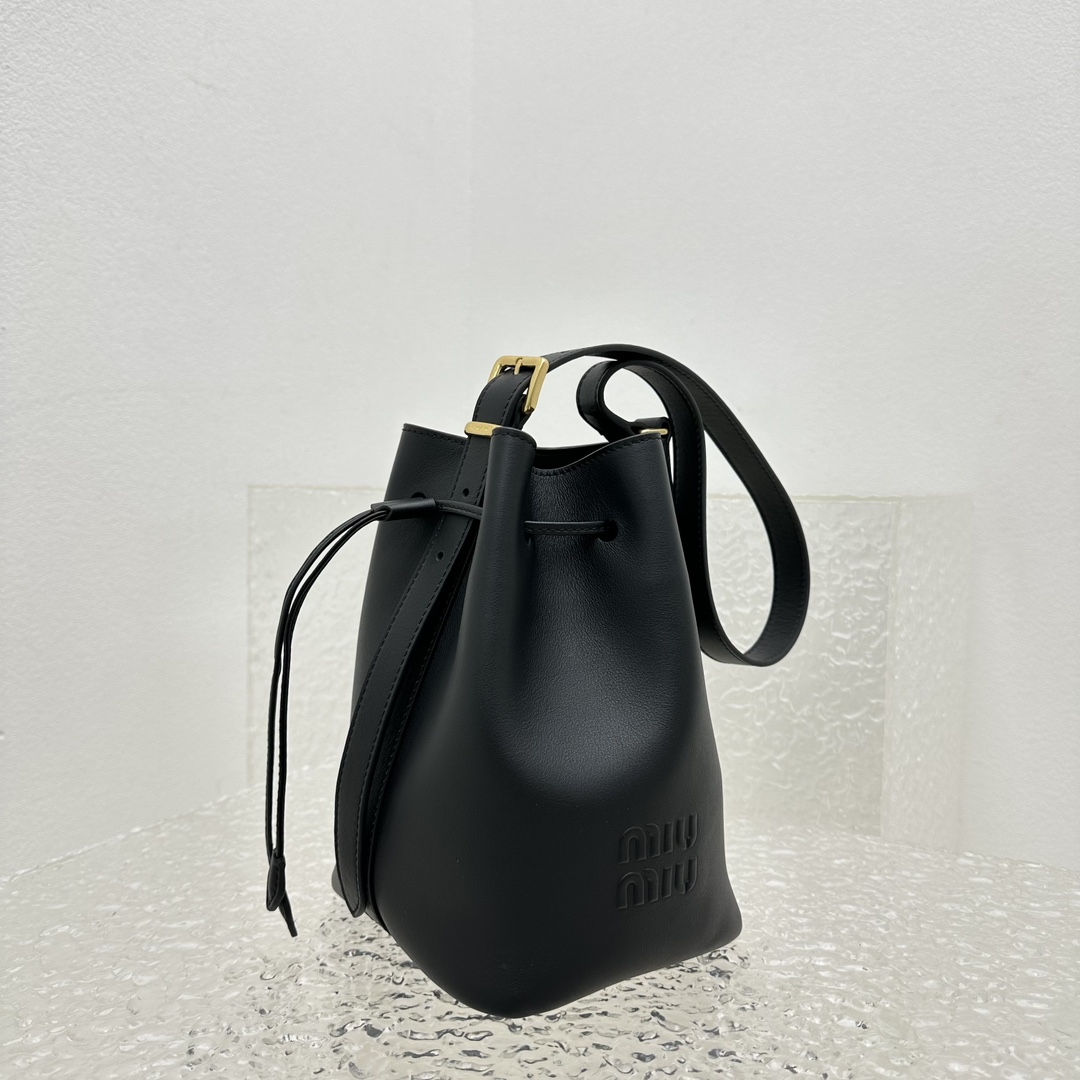 Miu Miu Leather Bucket Bag - FashionPlug