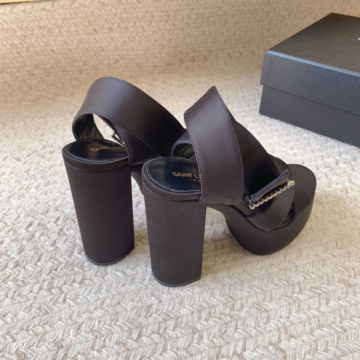 Saint Laurent Bianca Platform Sandals In Satin Crepe - FashionPlug