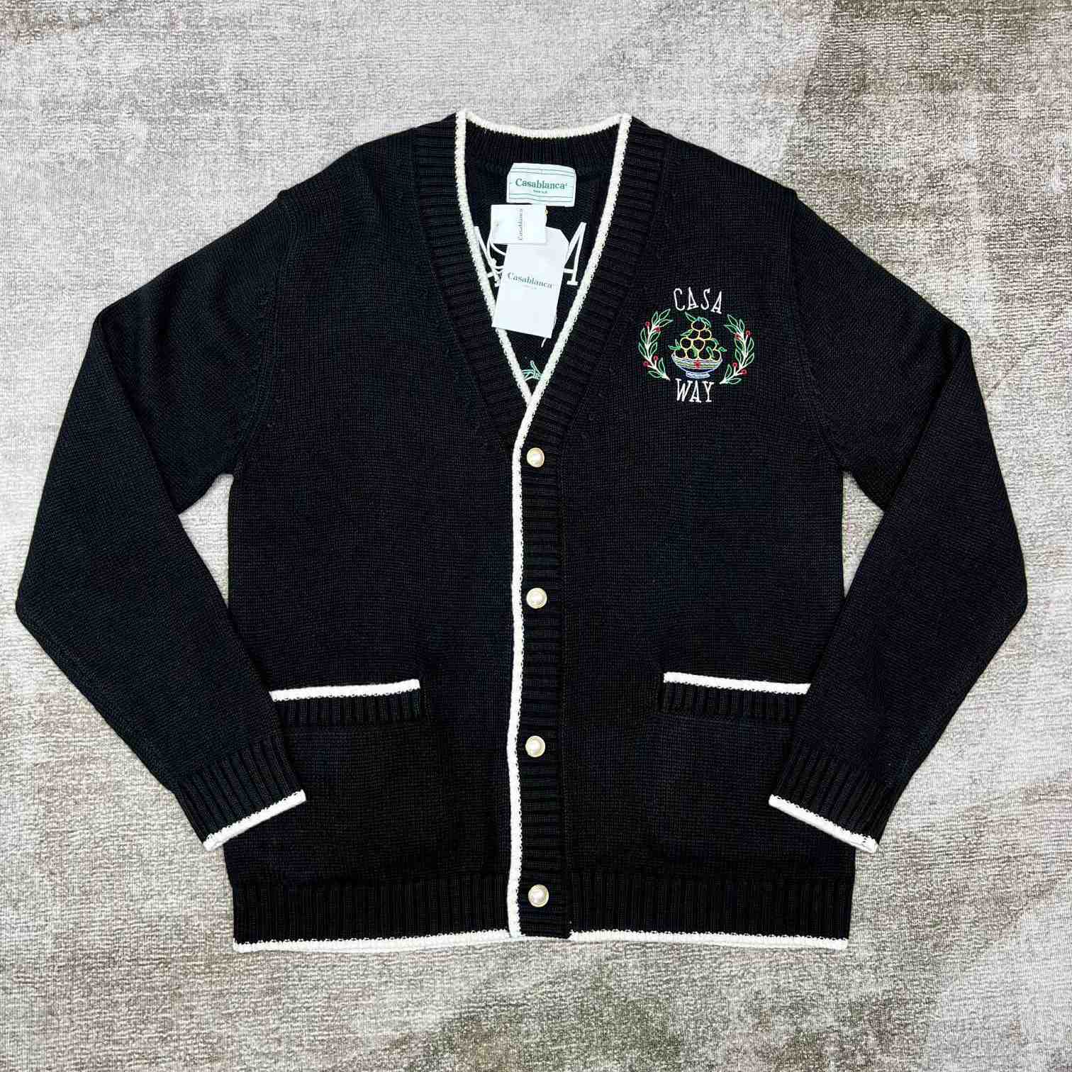 Casablanca Logo-embroidered V-neck Cardigan   D0026 - FashionPlug