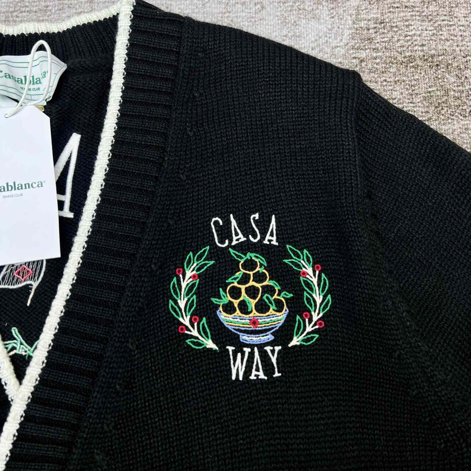 Casablanca Logo-embroidered V-neck Cardigan   D0026 - FashionPlug