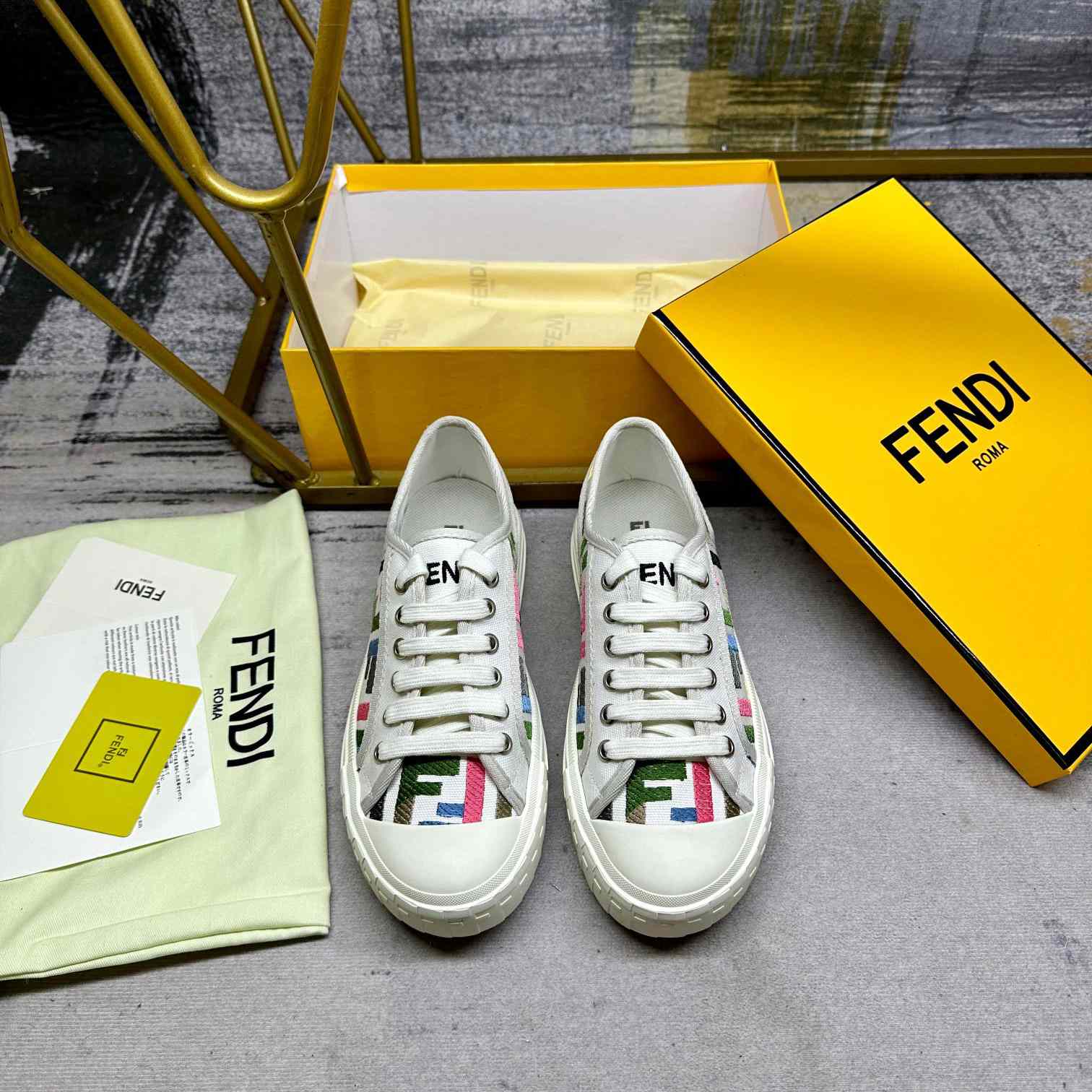 Fendi Domino Canvas Sneakers - FashionPlug