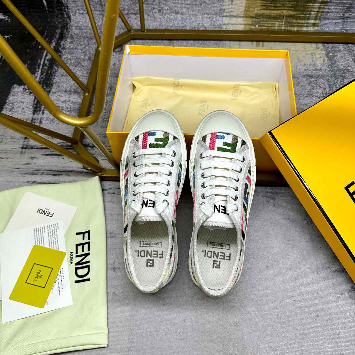 Fendi Domino Canvas Sneakers - FashionPlug
