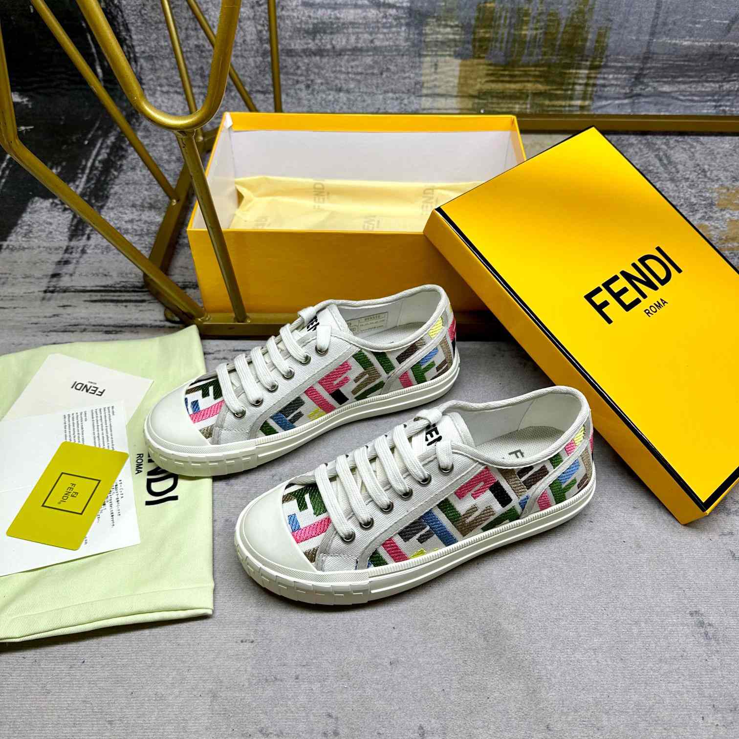 Fendi Domino Canvas Sneakers - FashionPlug