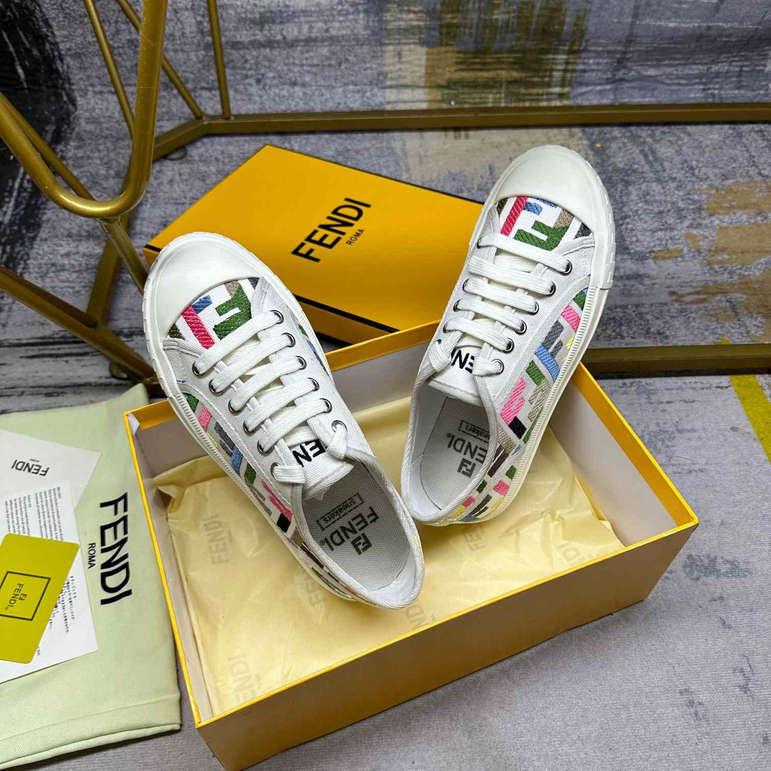 Fendi Domino Canvas Sneakers - FashionPlug