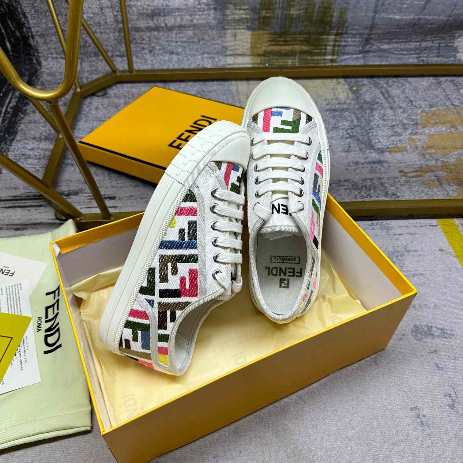 Fendi Domino Canvas Sneakers - FashionPlug
