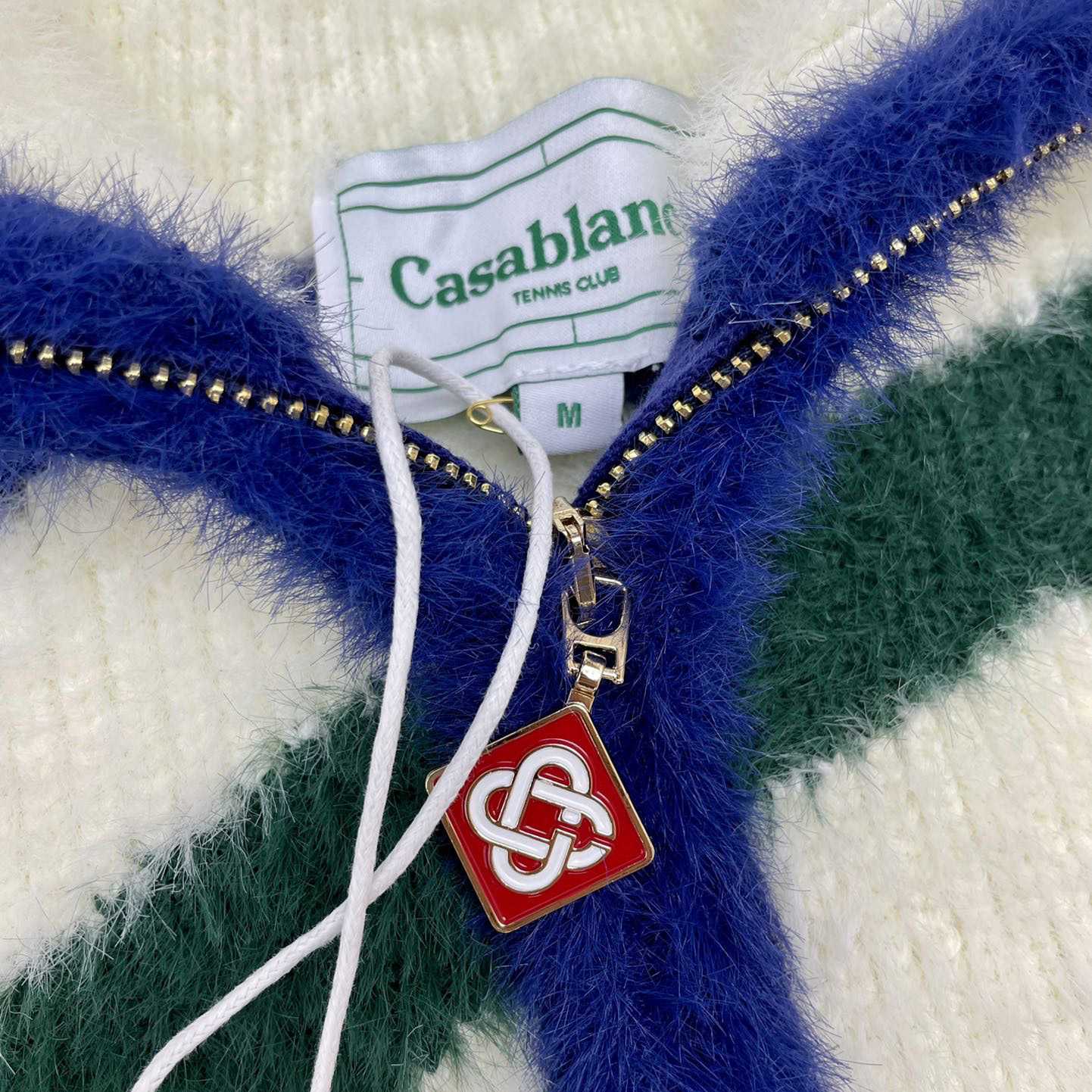 Casablanca  Furry Striped Zip Up Jumper - FashionPlug