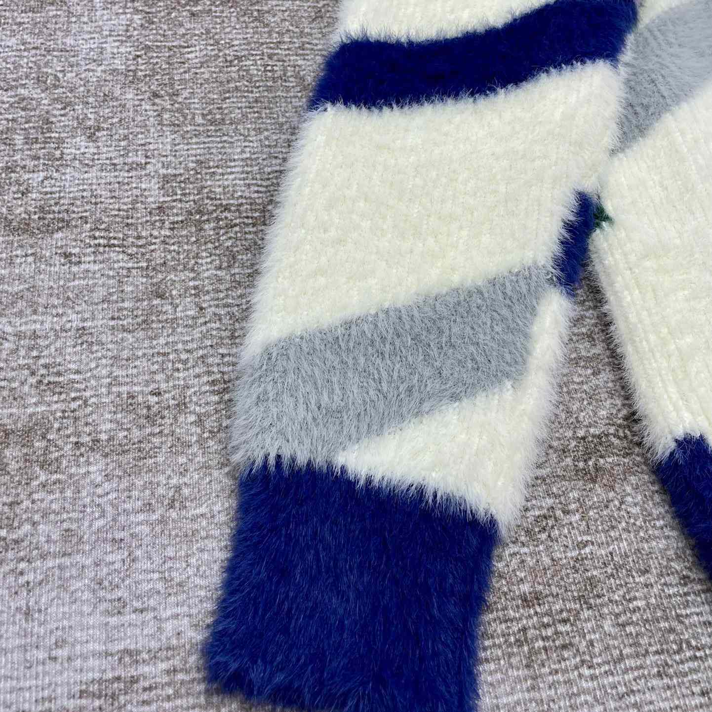 Casablanca  Furry Striped Zip Up Jumper - FashionPlug