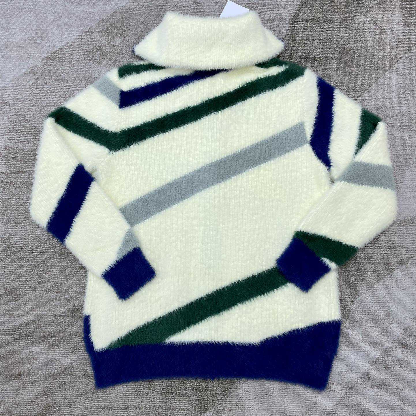 Casablanca  Furry Striped Zip Up Jumper - FashionPlug