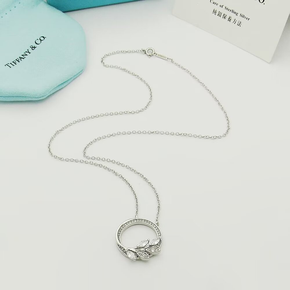 Tiffany & Co. Diamond Vine Circle Pendant In Platinum - FashionPlug