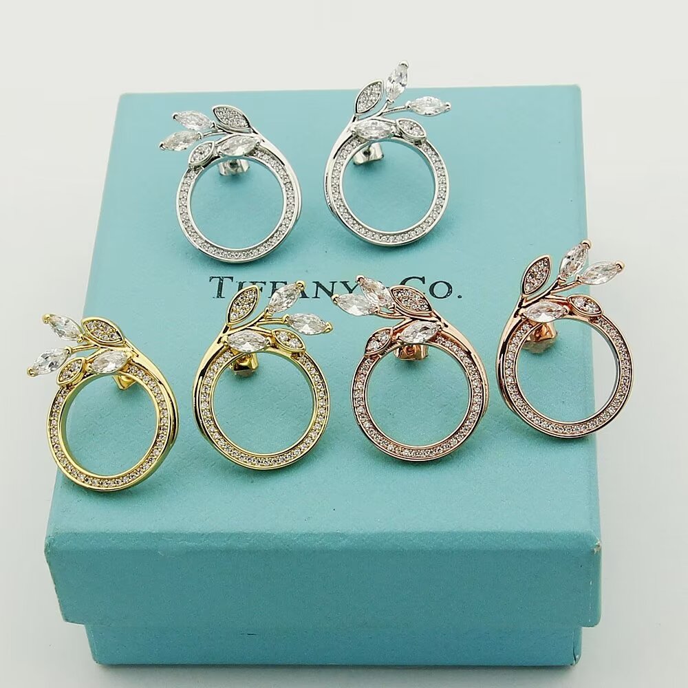 Tiffany & Co. Diamond Vine Circle Earrings In Platinum - FashionPlug
