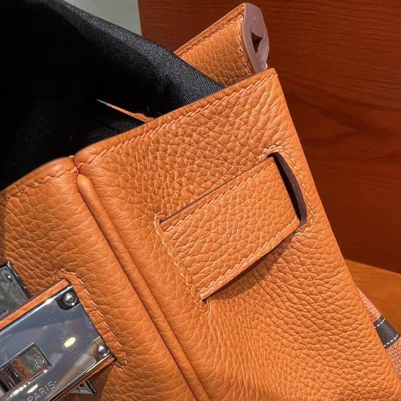 Hermes Orange 'Hac A Dos' Sling Backpack  (18-27-8cm) - FashionPlug