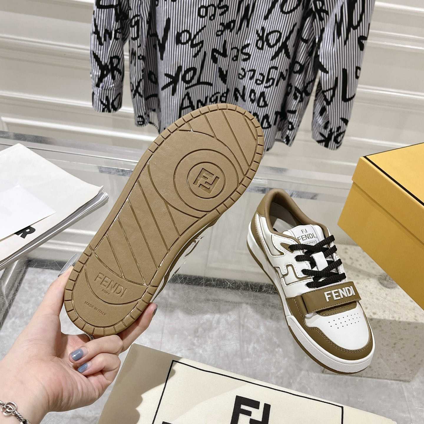 Fendi Match Green Leather Low-tops - FashionPlug