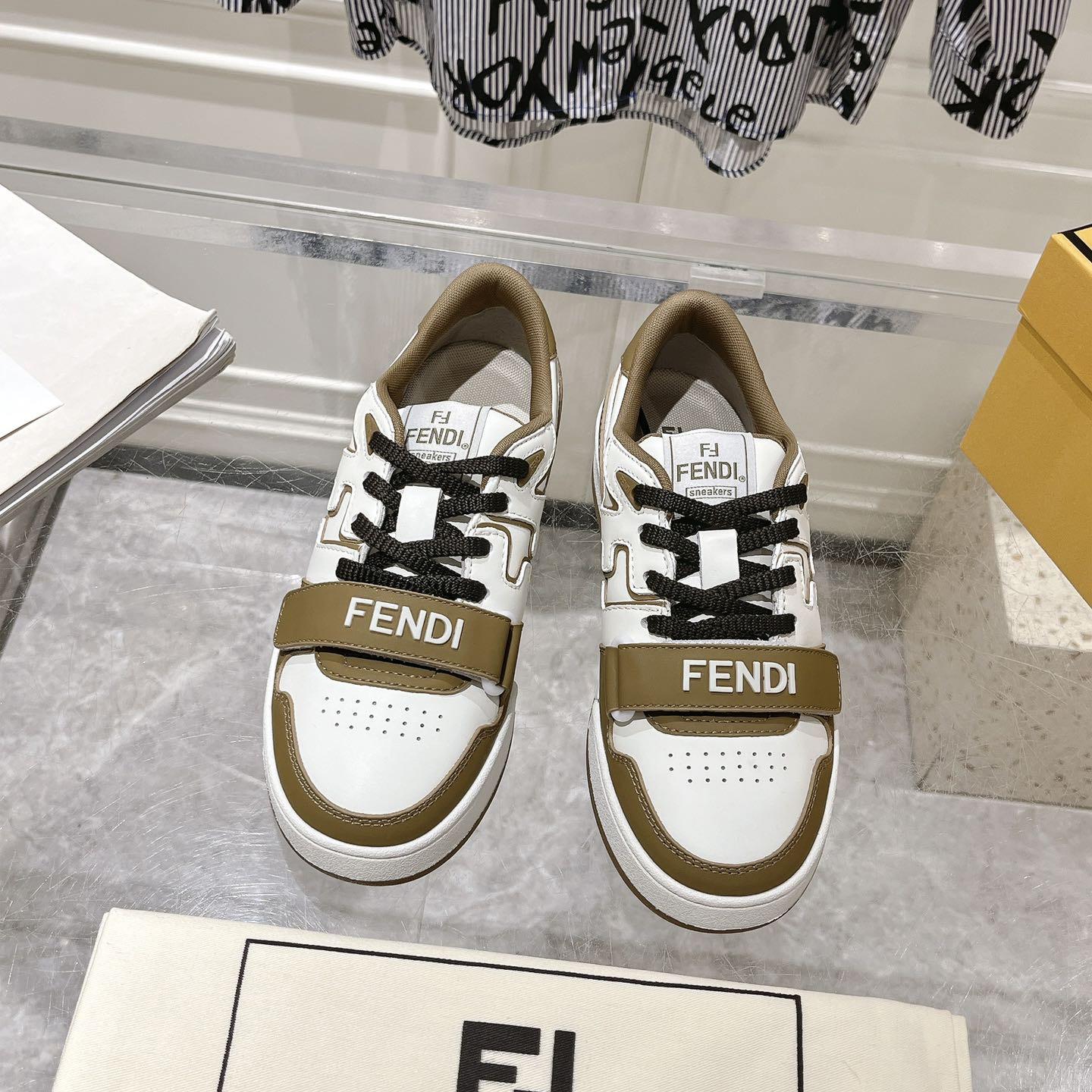 Fendi Match Green Leather Low-tops - FashionPlug