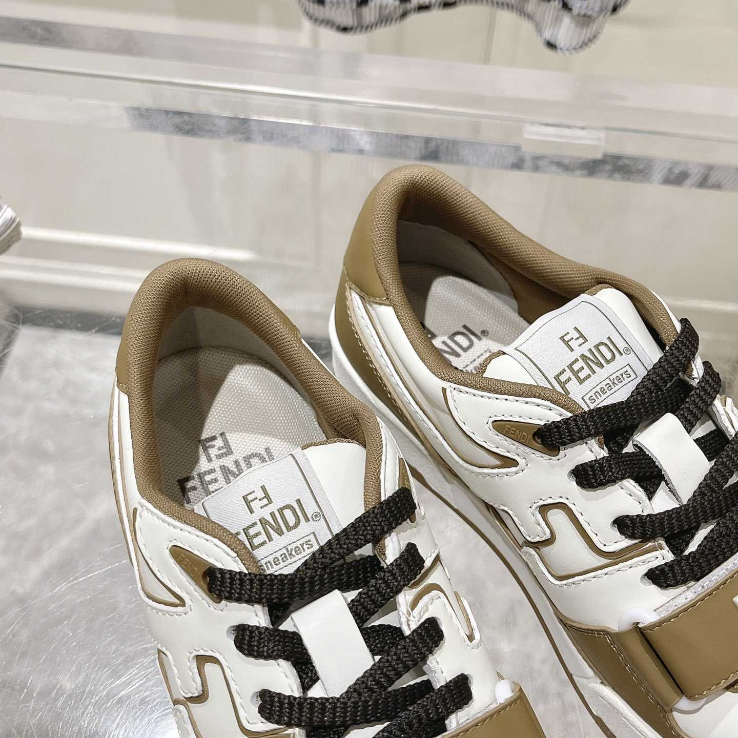 Fendi Match Green Leather Low-tops - FashionPlug