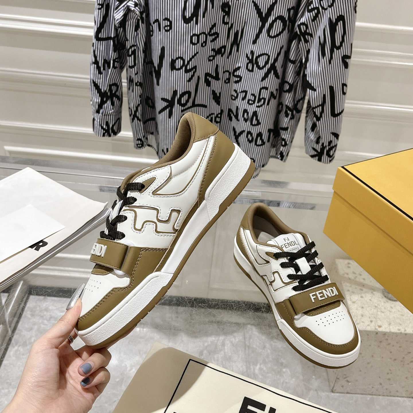 Fendi Match Green Leather Low-tops - FashionPlug