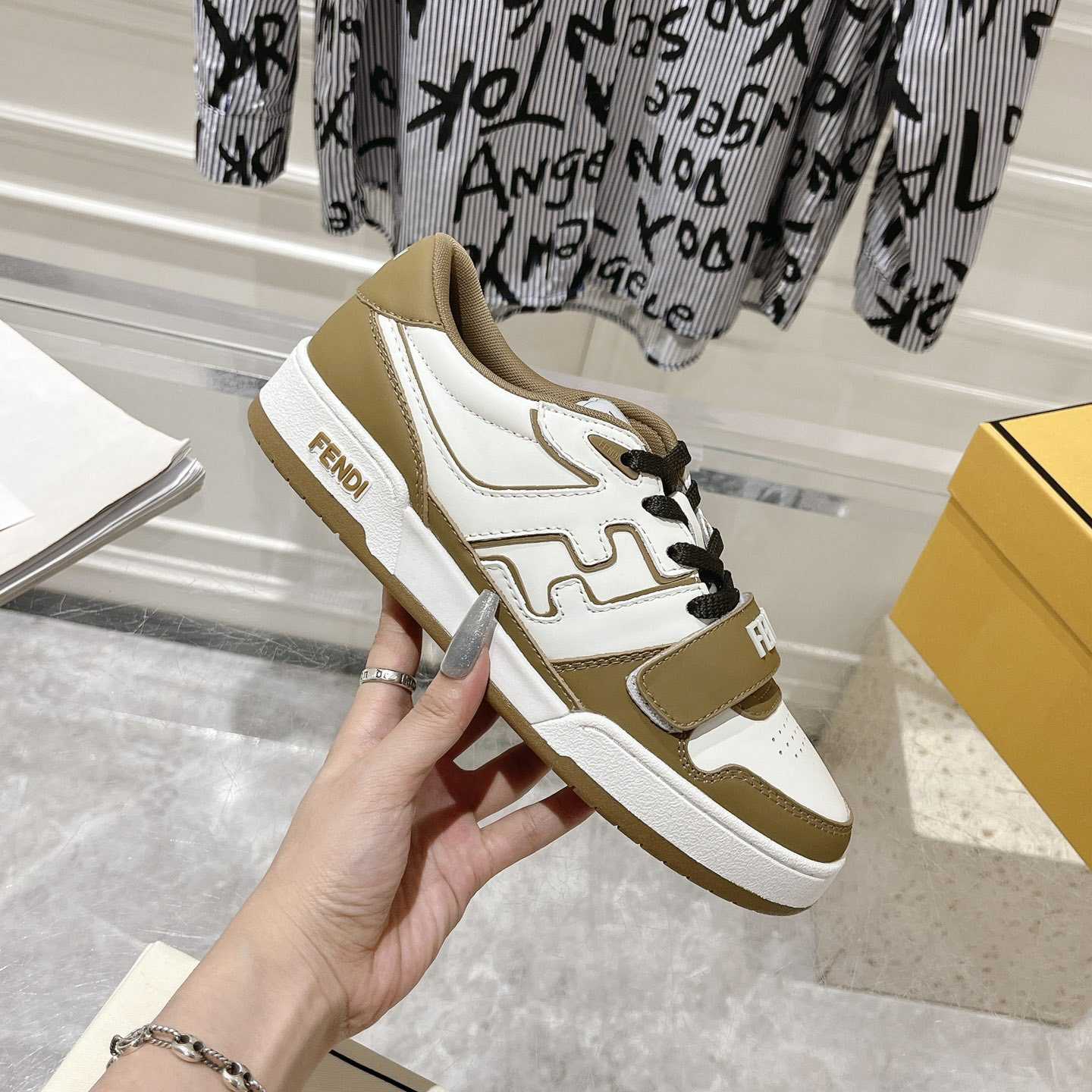 Fendi Match Green Leather Low-tops - FashionPlug