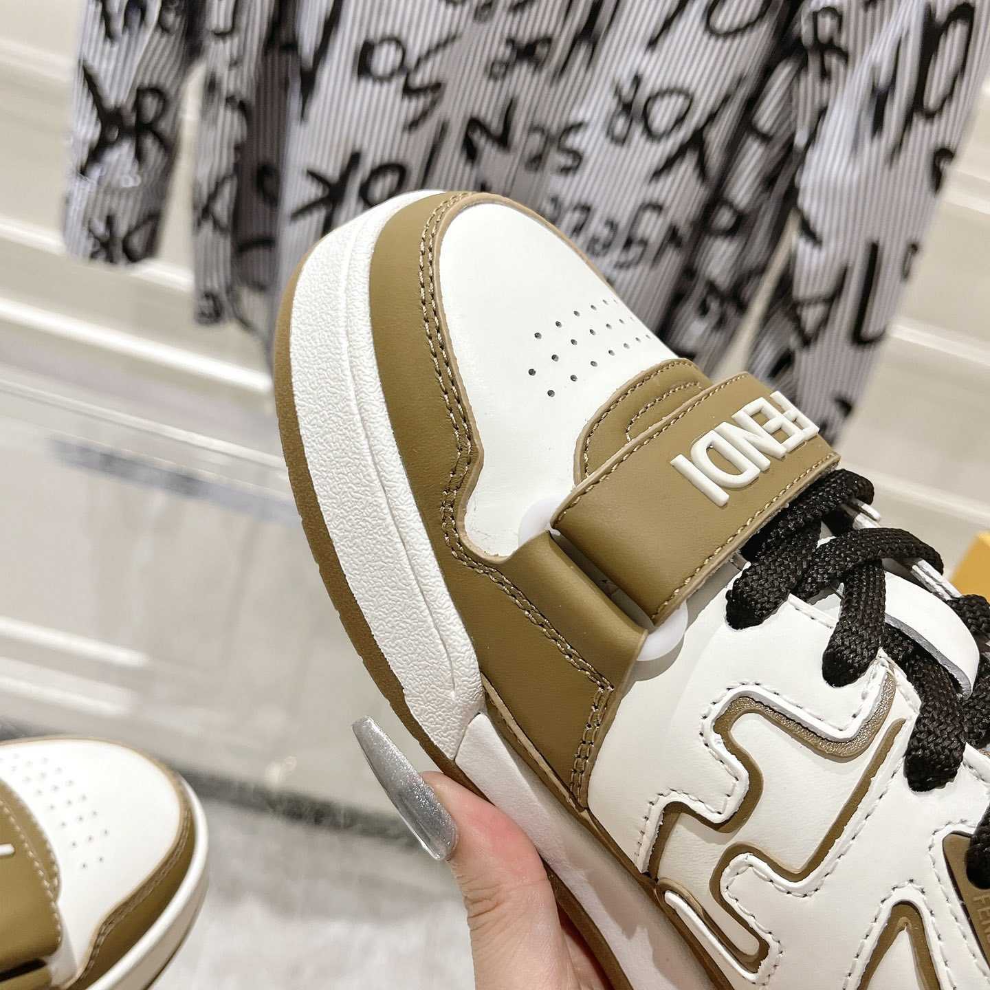 Fendi Match Green Leather Low-tops - FashionPlug