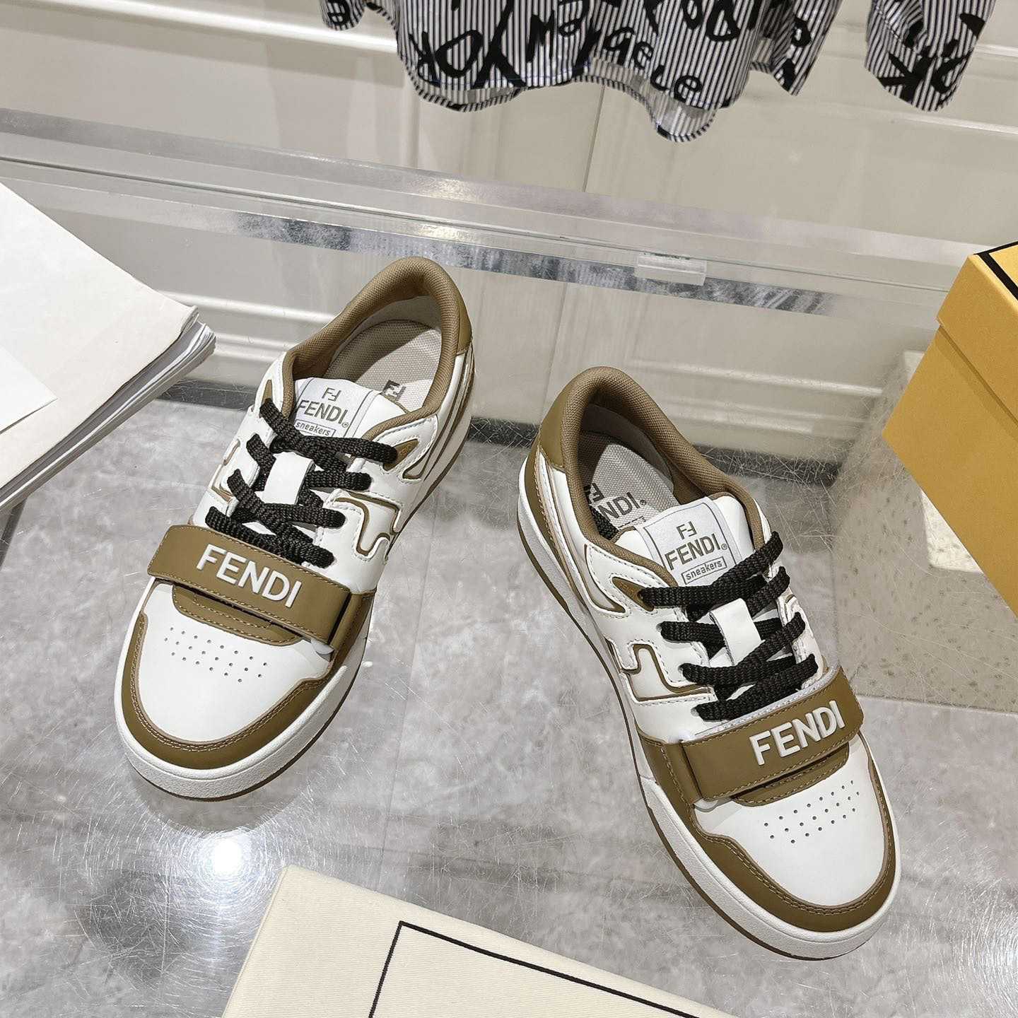 Fendi Match Green Leather Low-tops - FashionPlug