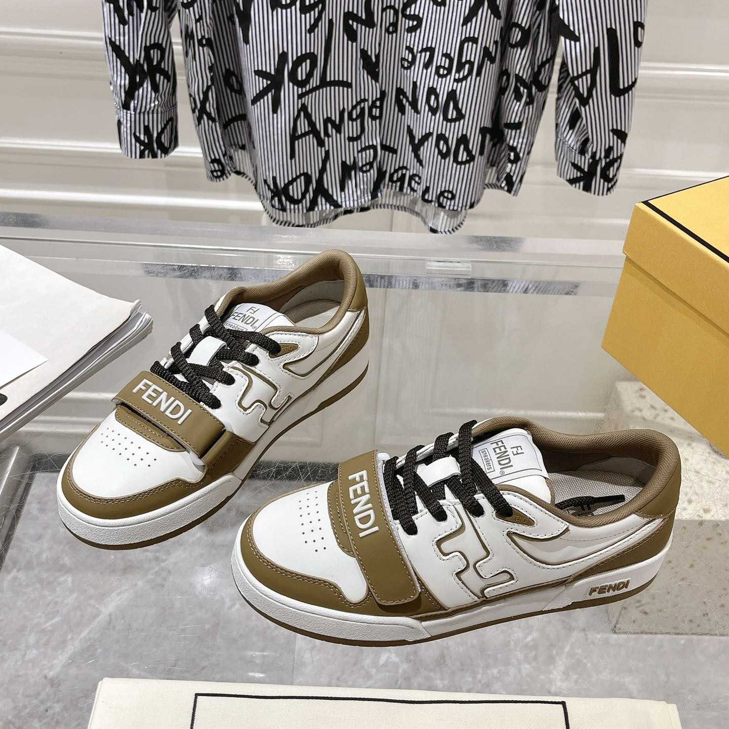 Fendi Match Green Leather Low-tops - FashionPlug