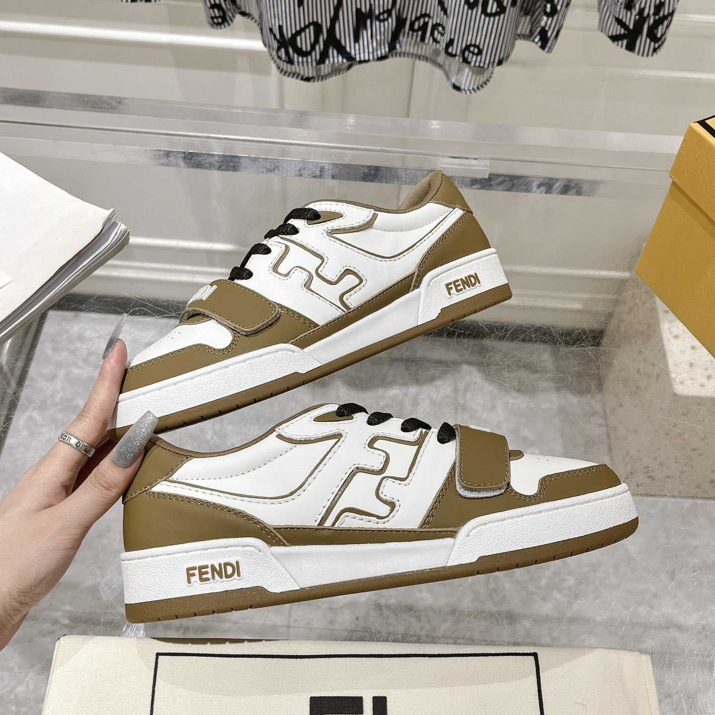 Fendi Match Green Leather Low-tops - FashionPlug