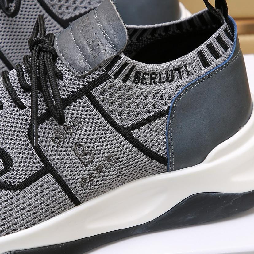 Berluti Shadow Knit And Calf Leather Sneaker - FashionPlug