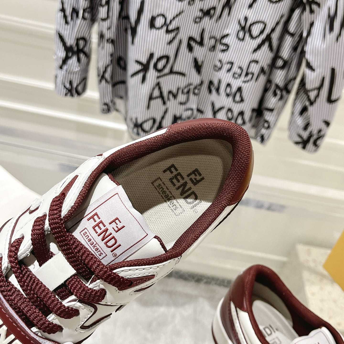 Fendi Match Burgundy Leather Low-tops - FashionPlug