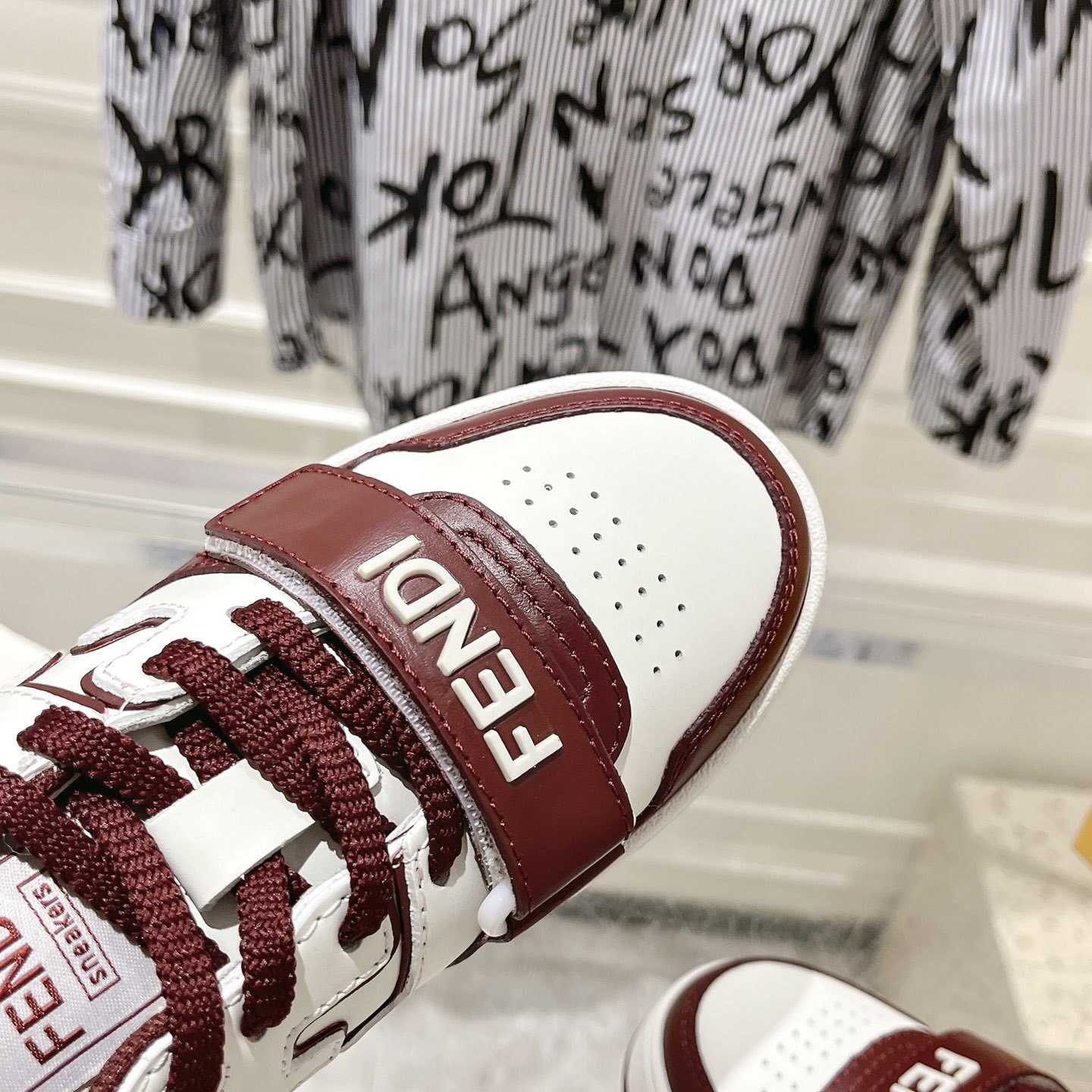 Fendi Match Burgundy Leather Low-tops - FashionPlug