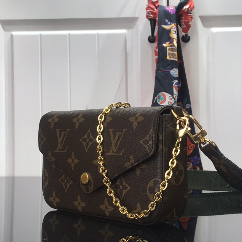 Louis Vuitton Monogram Mini Felicie Multi Bag （ 17-9.5-6.5 cm）  M80091 - FashionPlug