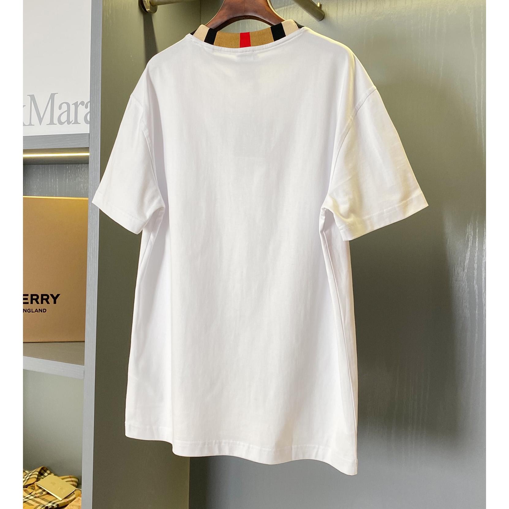 Burberry Icon Stripe Trim Cotton T-shirt - FashionPlug