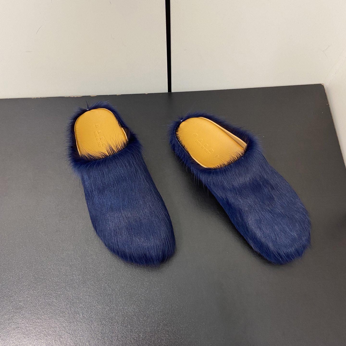 Marni Fussbet Sabot Calf-hair Slippers  - FashionPlug
