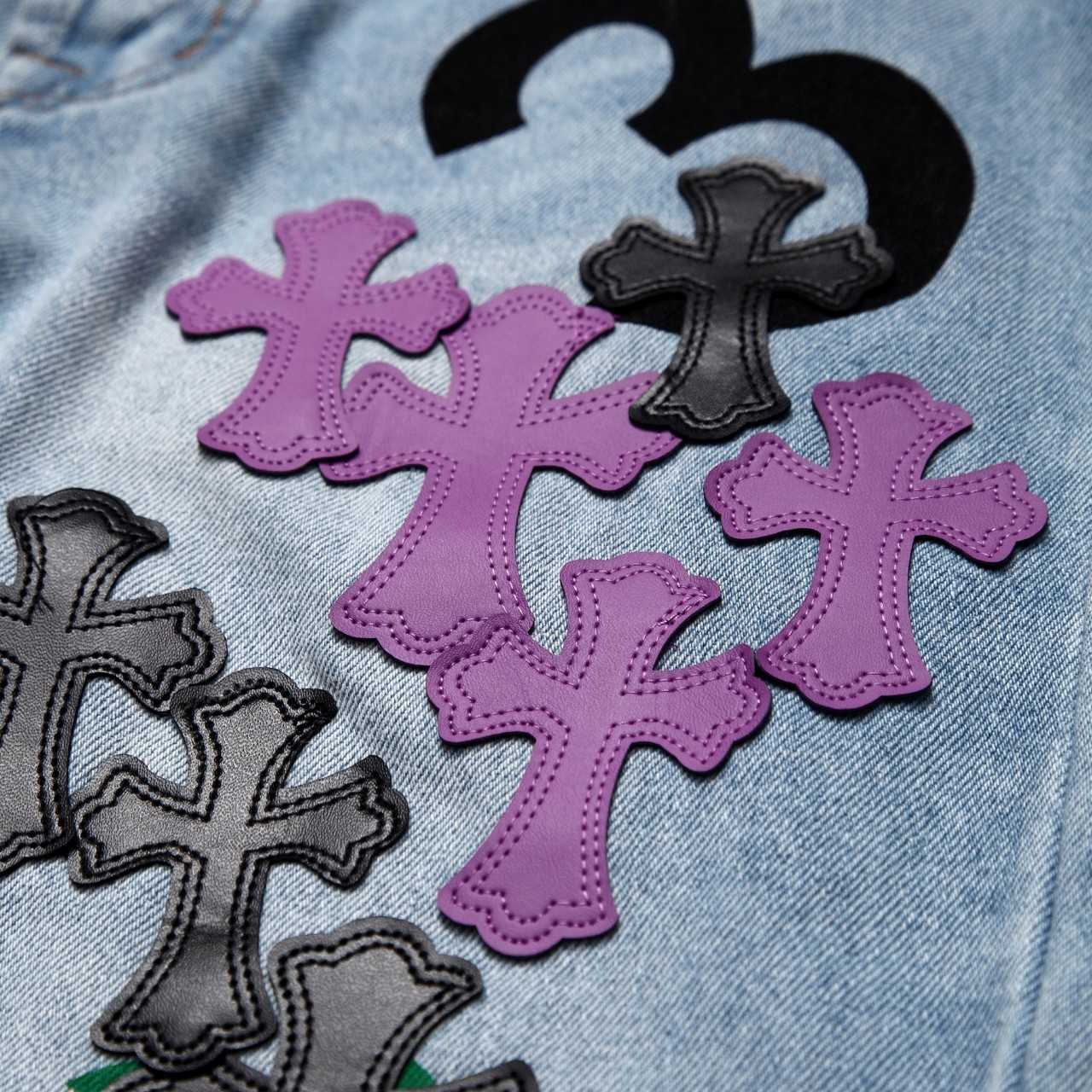 Chrome Heart Cross Patch Denim Jeans - FashionPlug