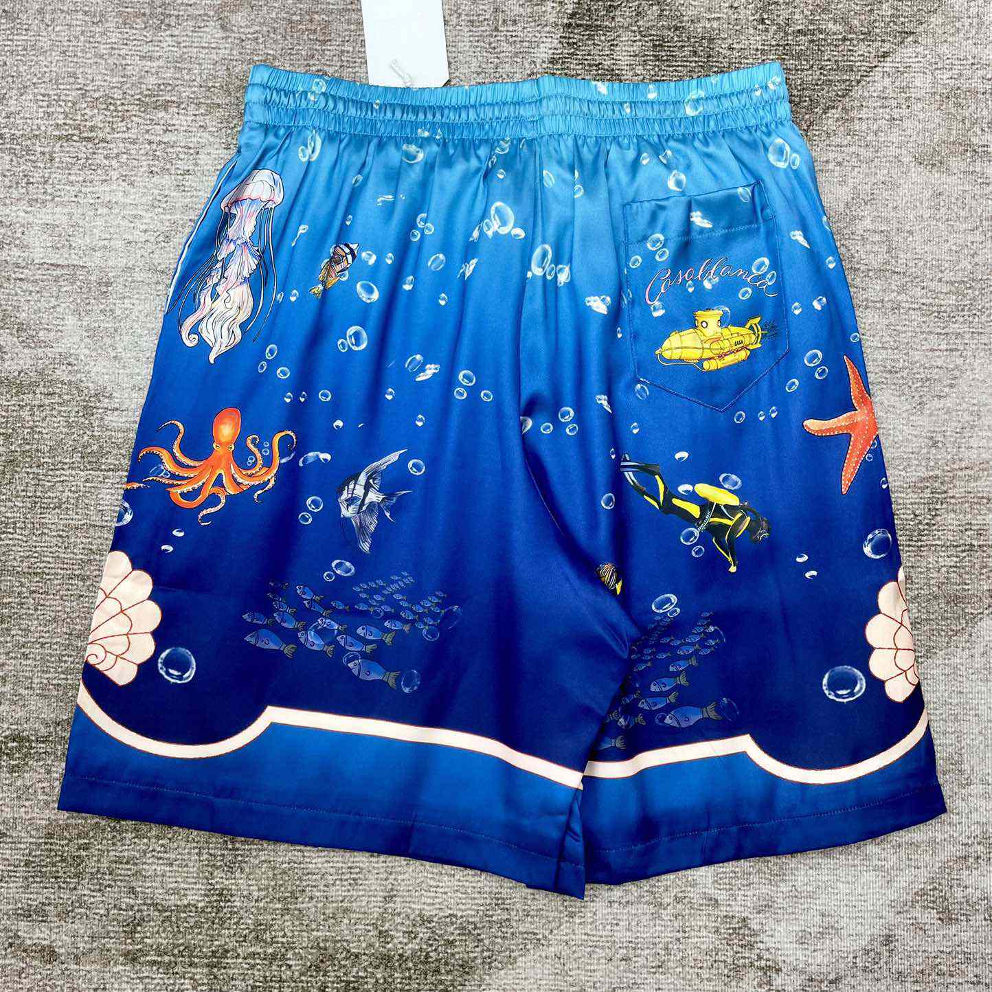 Casablanca Silk Drawstring Shorts 'Blue'   CA3455 - FashionPlug