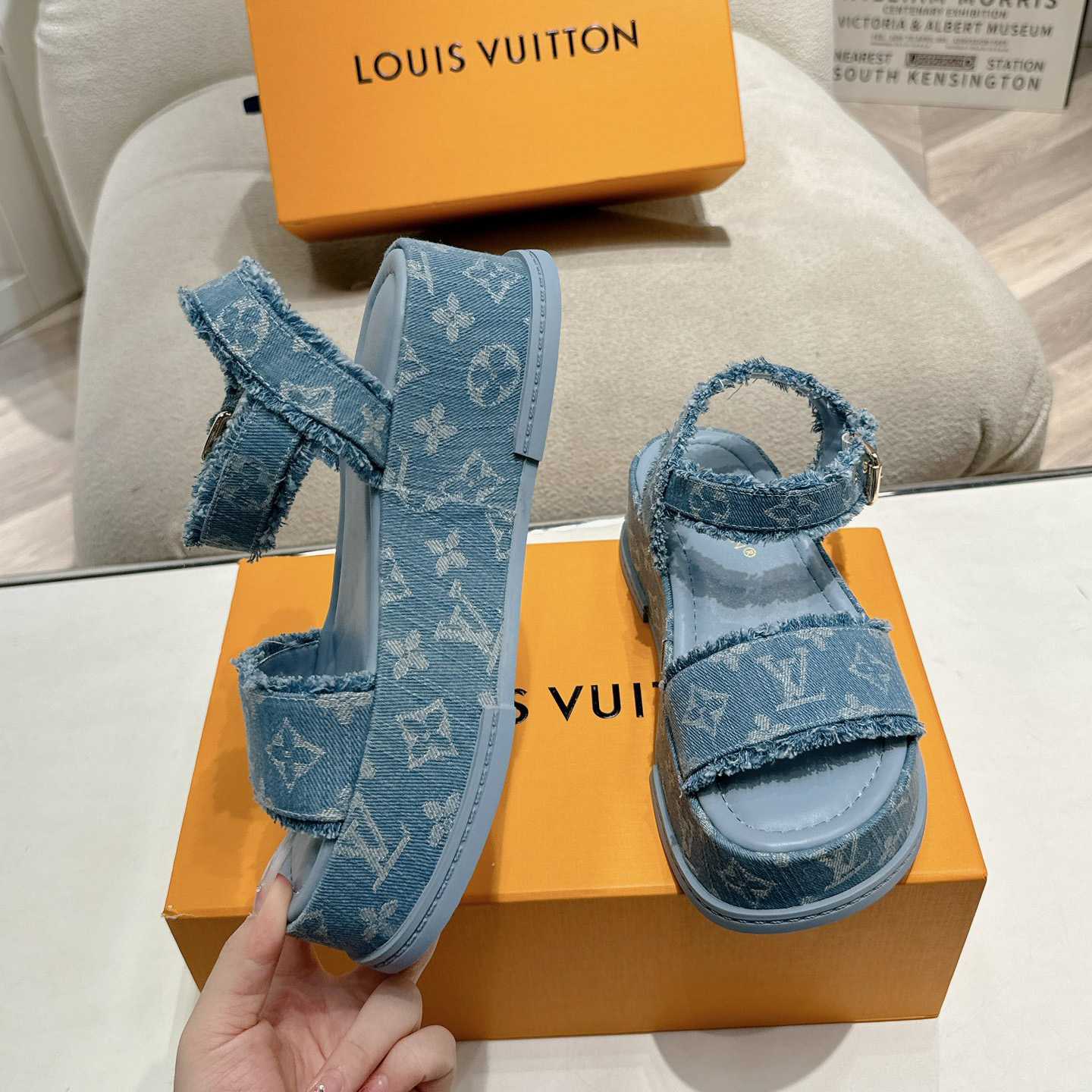 Louis Vuitton Maya Flatform Sandal   - FashionPlug
