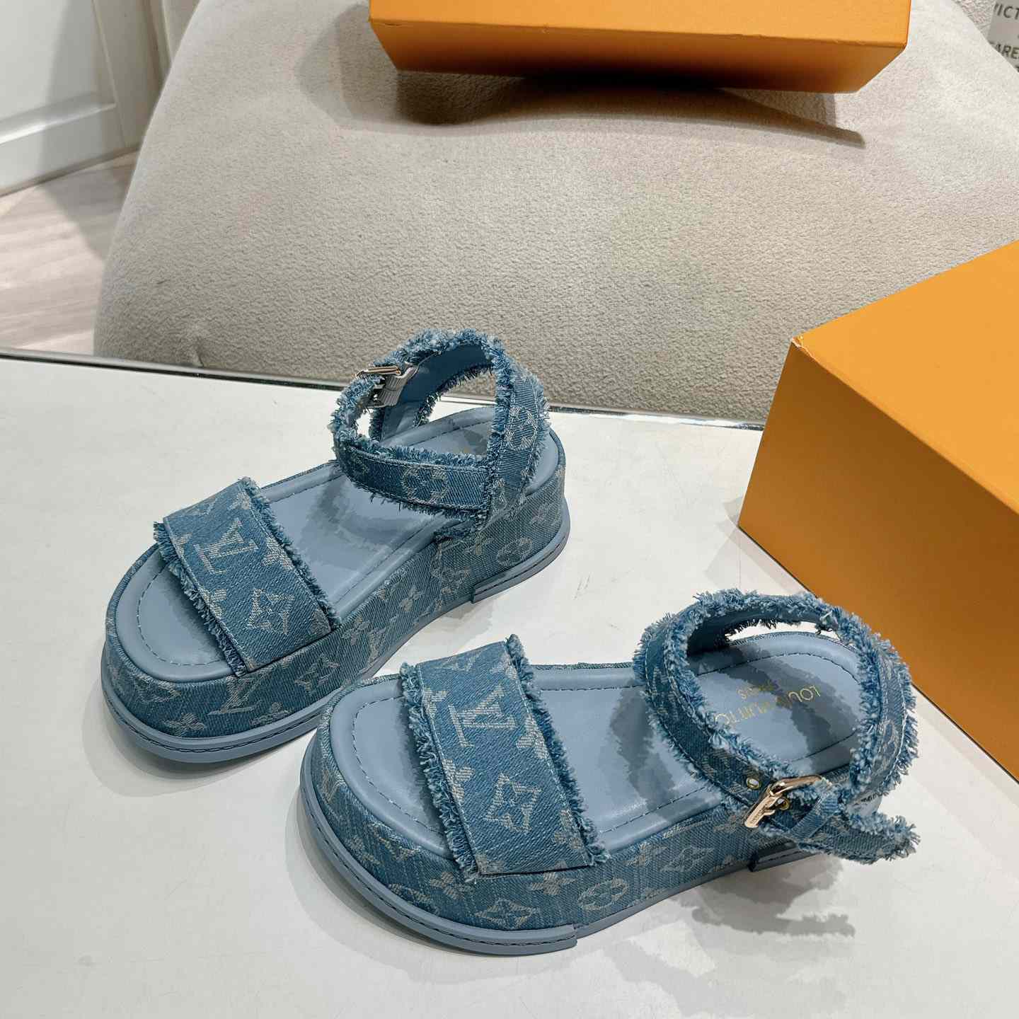 Louis Vuitton Maya Flatform Sandal   - FashionPlug