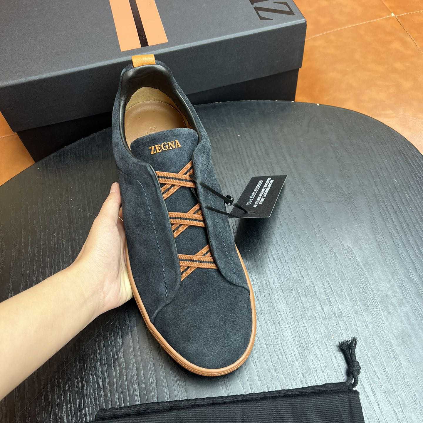 Zegna Black Suede Triple Stitch™ Sneakers - FashionPlug