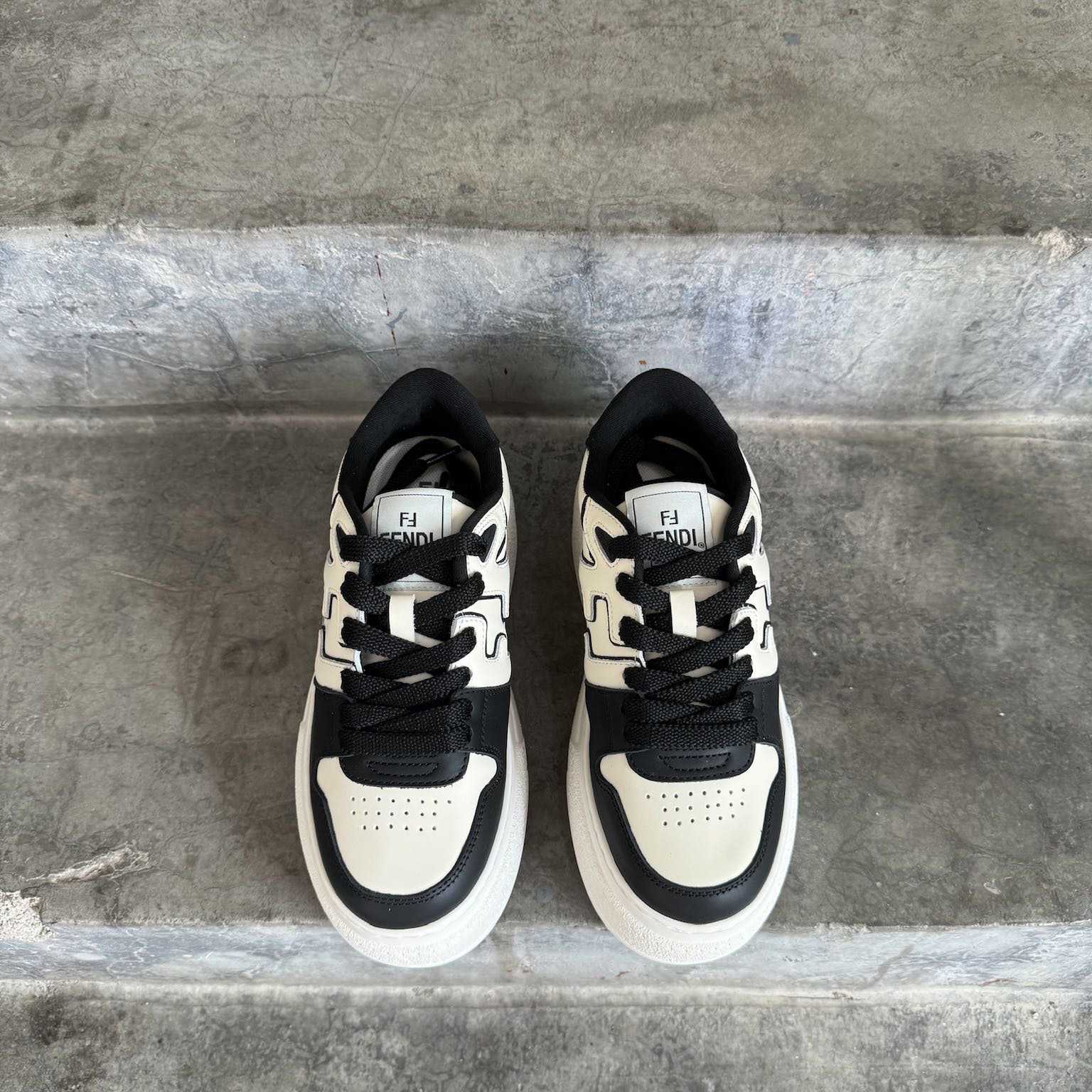 Fendi Match Black Leather Platform Low-tops - FashionPlug