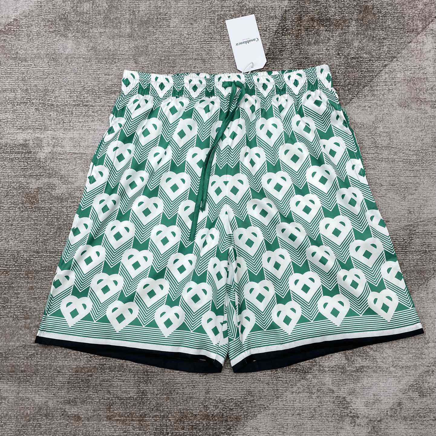 Casablanca Silk Shorts With Drawstring 'Heart Monogram Sport'     CA3483 - FashionPlug