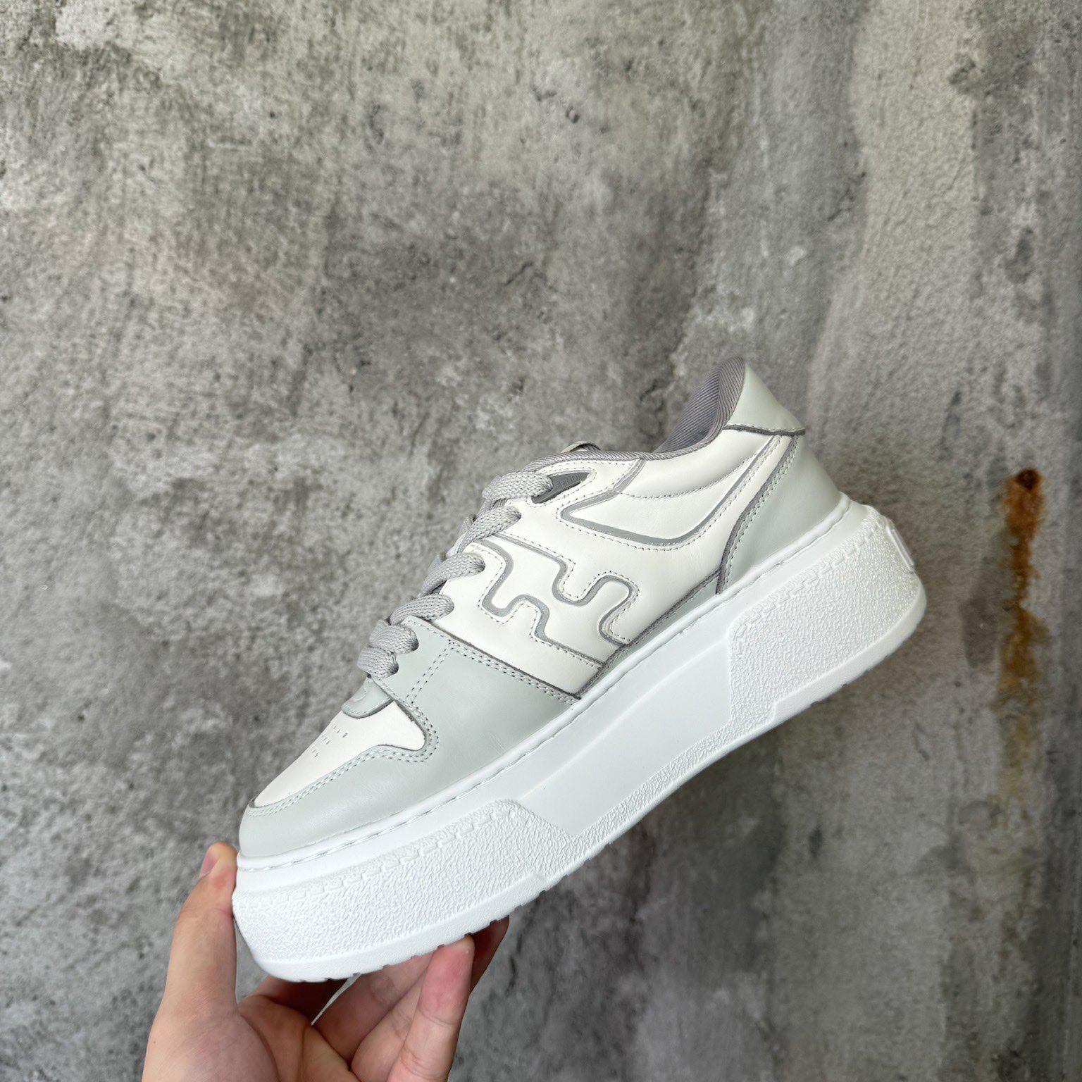 Fendi Match Gray Leather Platform Low-tops - FashionPlug