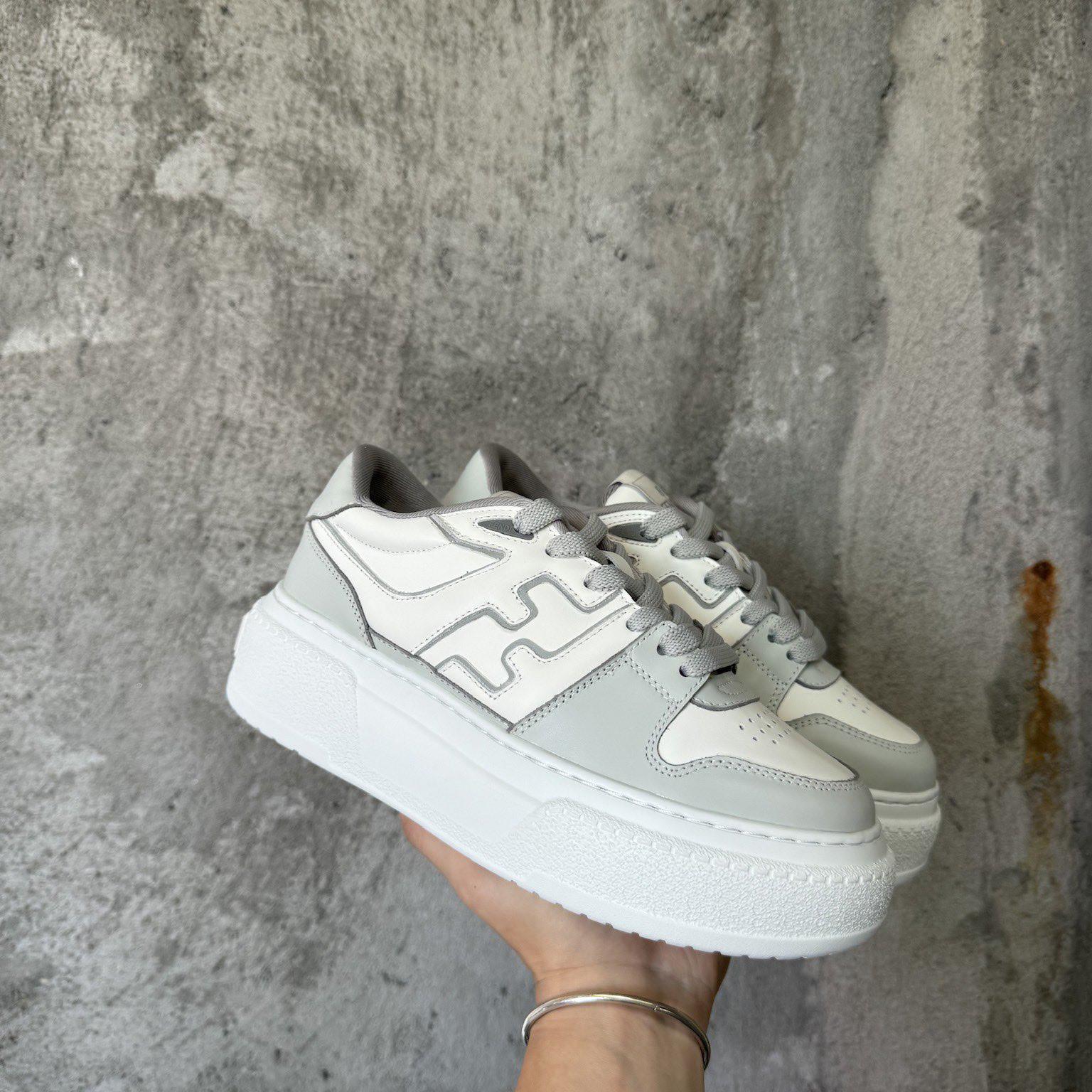 Fendi Match Gray Leather Platform Low-tops - FashionPlug