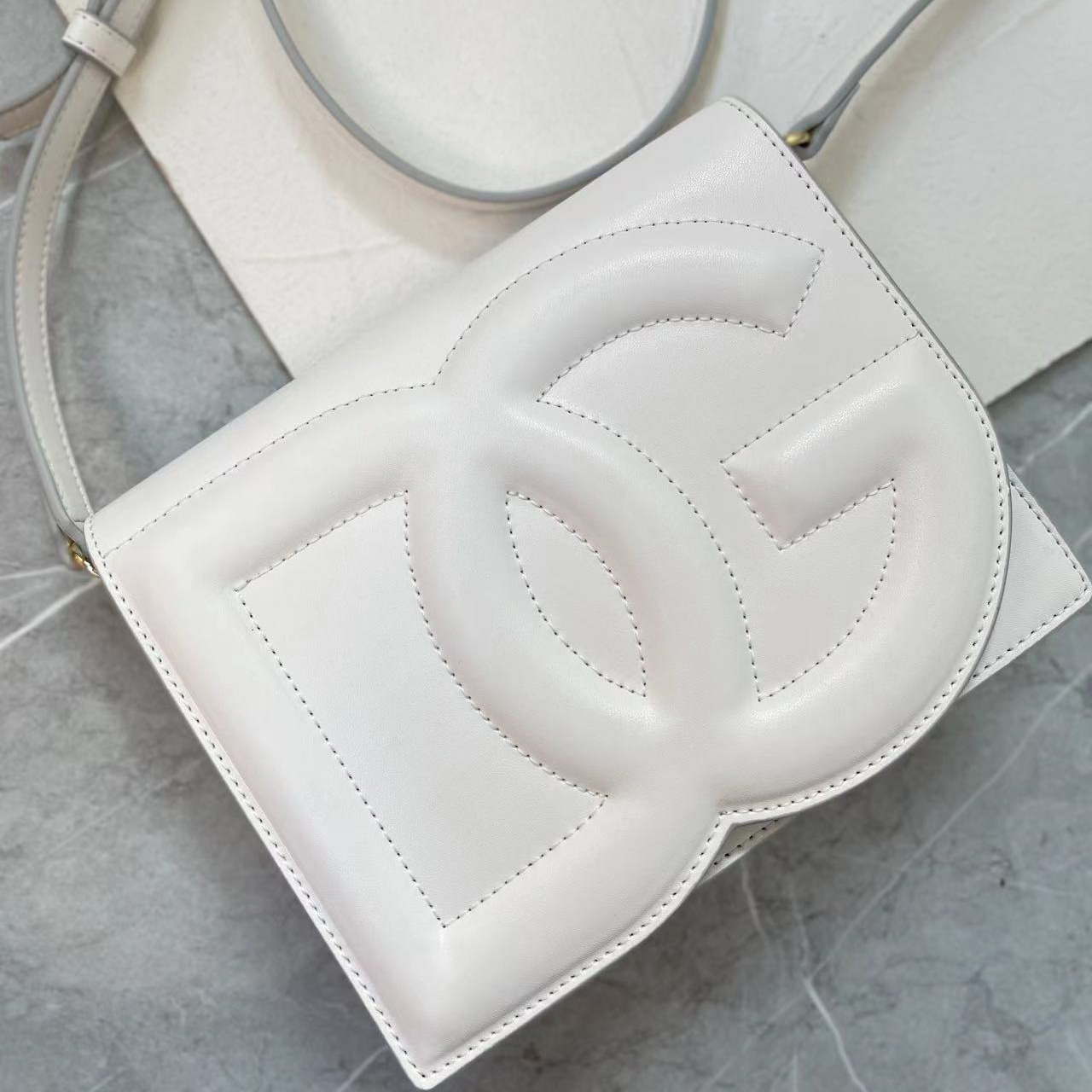 Dolce & Gabbana Calfskin DG Logo Crossbody Bag  (16 x 20 x 5.5cm) - FashionPlug
