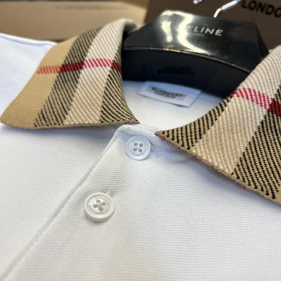 Burberry Check Collar Cotton Polo Shirt - FashionPlug