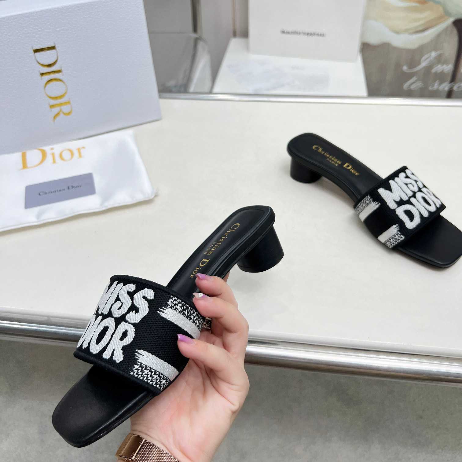 Dior Dway Heeled Slide - FashionPlug