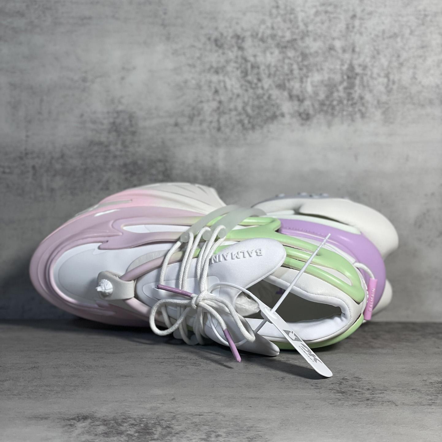 Balmain Pink Unicorn Panelled Sneakers - FashionPlug