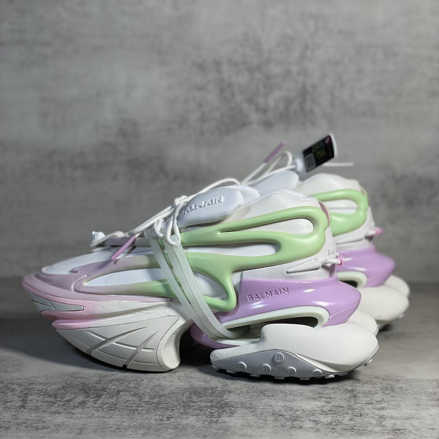 Balmain Pink Unicorn Panelled Sneakers - FashionPlug