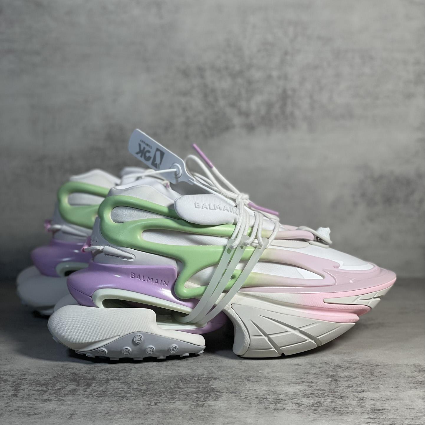 Balmain Pink Unicorn Panelled Sneakers - FashionPlug