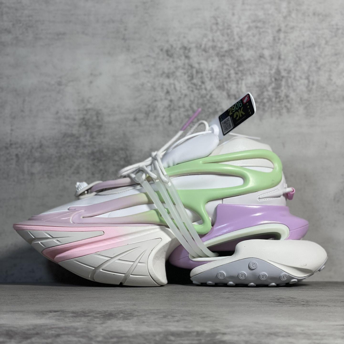 Balmain Pink Unicorn Panelled Sneakers - FashionPlug